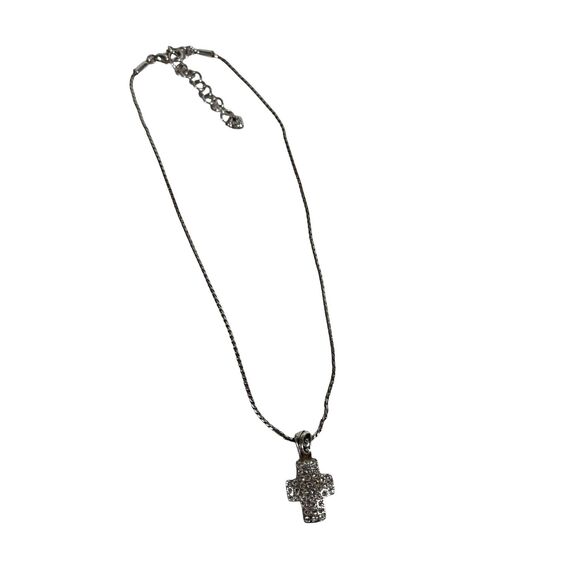 Brighton Cross Swarovski Crystals Pendant Necklace Reversible Scrollwork Design - Picture 12 of 13